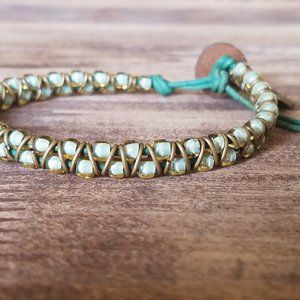 Opaque Green Single Wrap Braided Bracelet